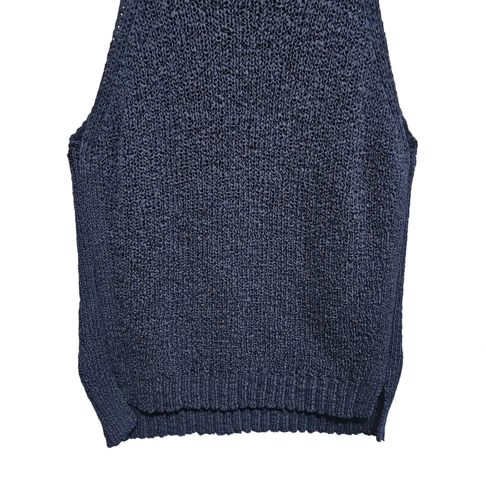 J.Crew Women's Navy Blue Cotton Sleeveless Round Neck Knit Top Size Medium‎